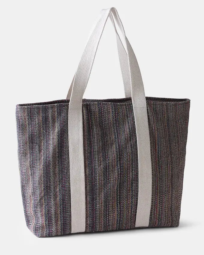 Acho Travel Bag showcasing naturally dyed striped wool weave