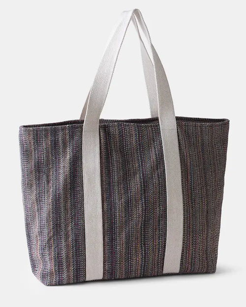 Acho Travel Bag showcasing naturally dyed striped wool weave