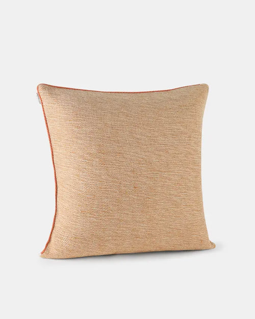 Alchi Apricot square cushion cover in warm apricot and natural white wool