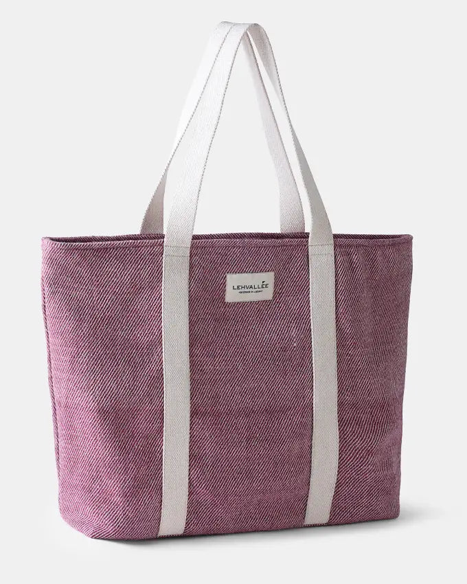 Aliza Travel Bag in natural white and madder-dyed handwoven wool