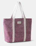 Aliza Travel Bag in natural white and madder-dyed handwoven wool