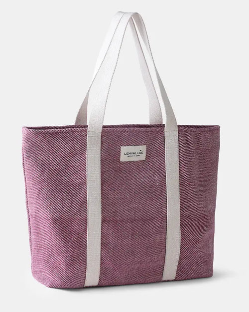 Aliza Travel Bag in natural white and madder-dyed handwoven wool