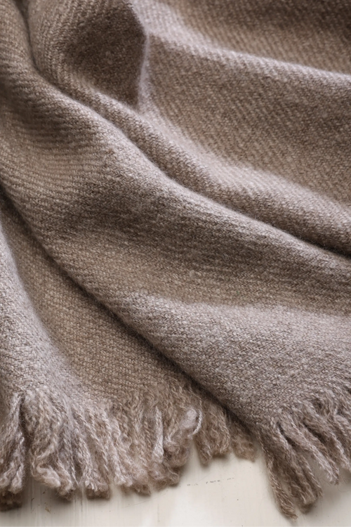 Brown-grey Changla Pashmina Shawl showing fine woven texture