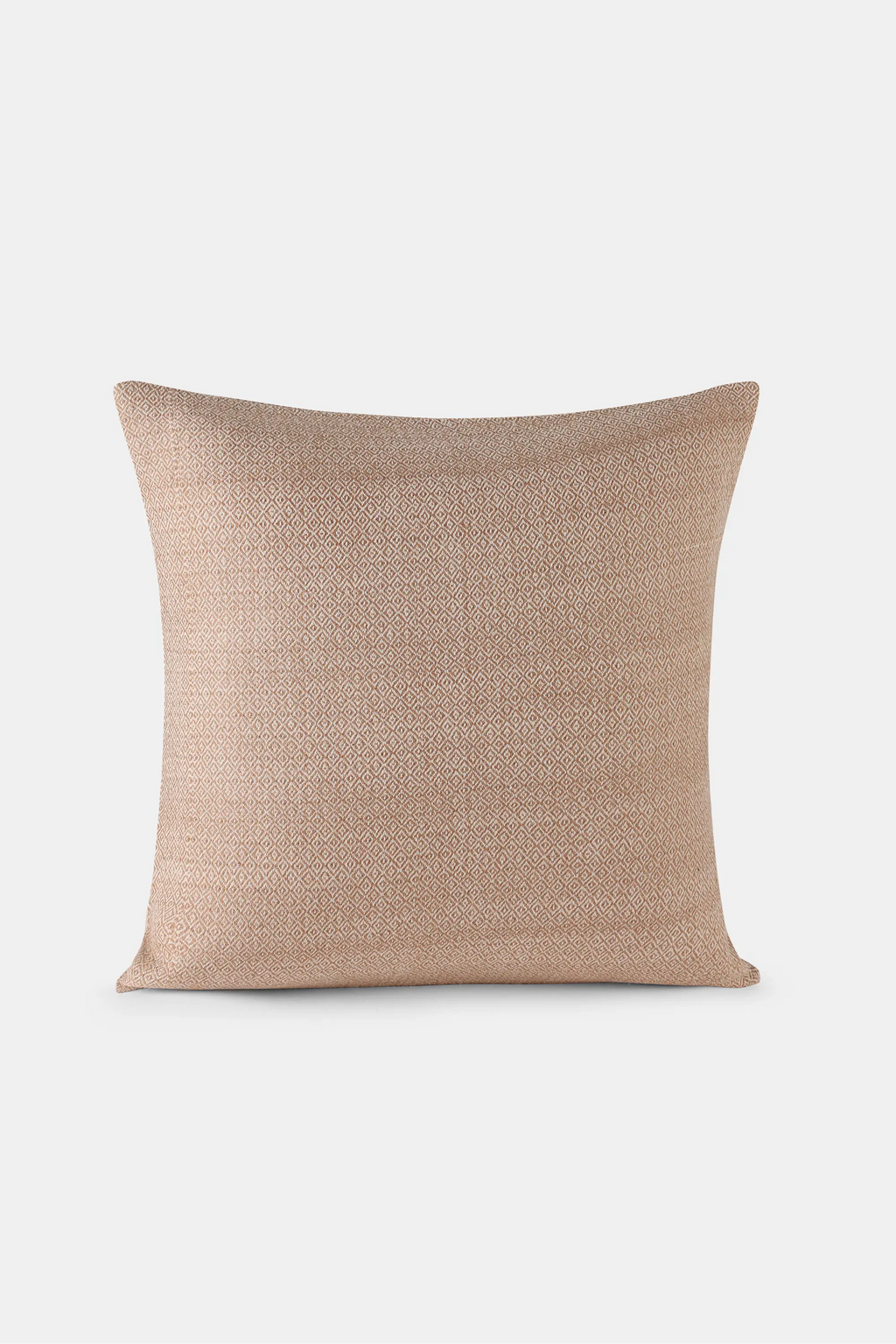 Khardung Mist square cushion in natural white and walnut brown diamond weave