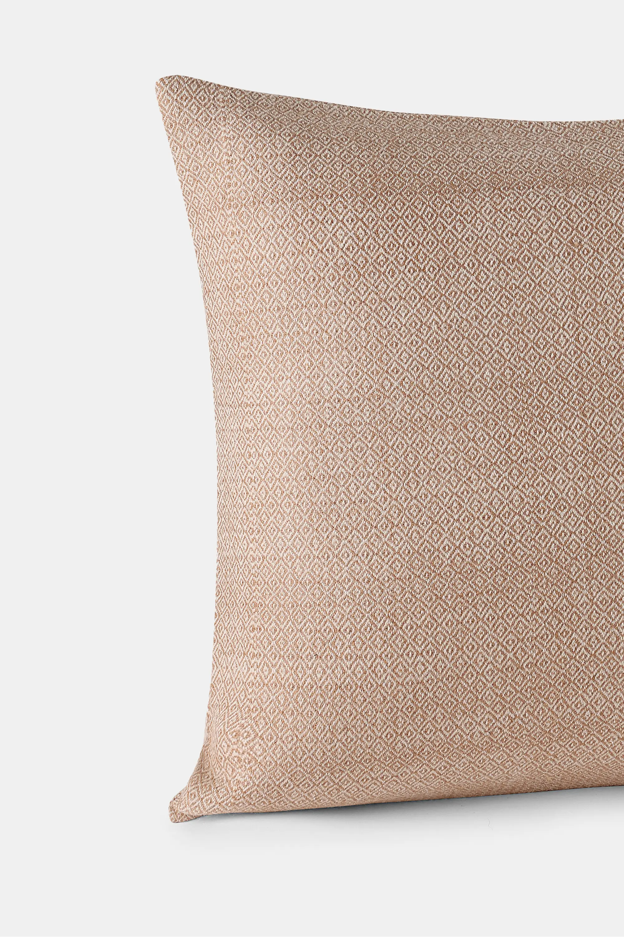 Square Khardung Mist cushion with walnut-dyed yarn and textured diamond pattern