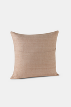 Natural white and brown Khardung Mist square cushion with woven texture