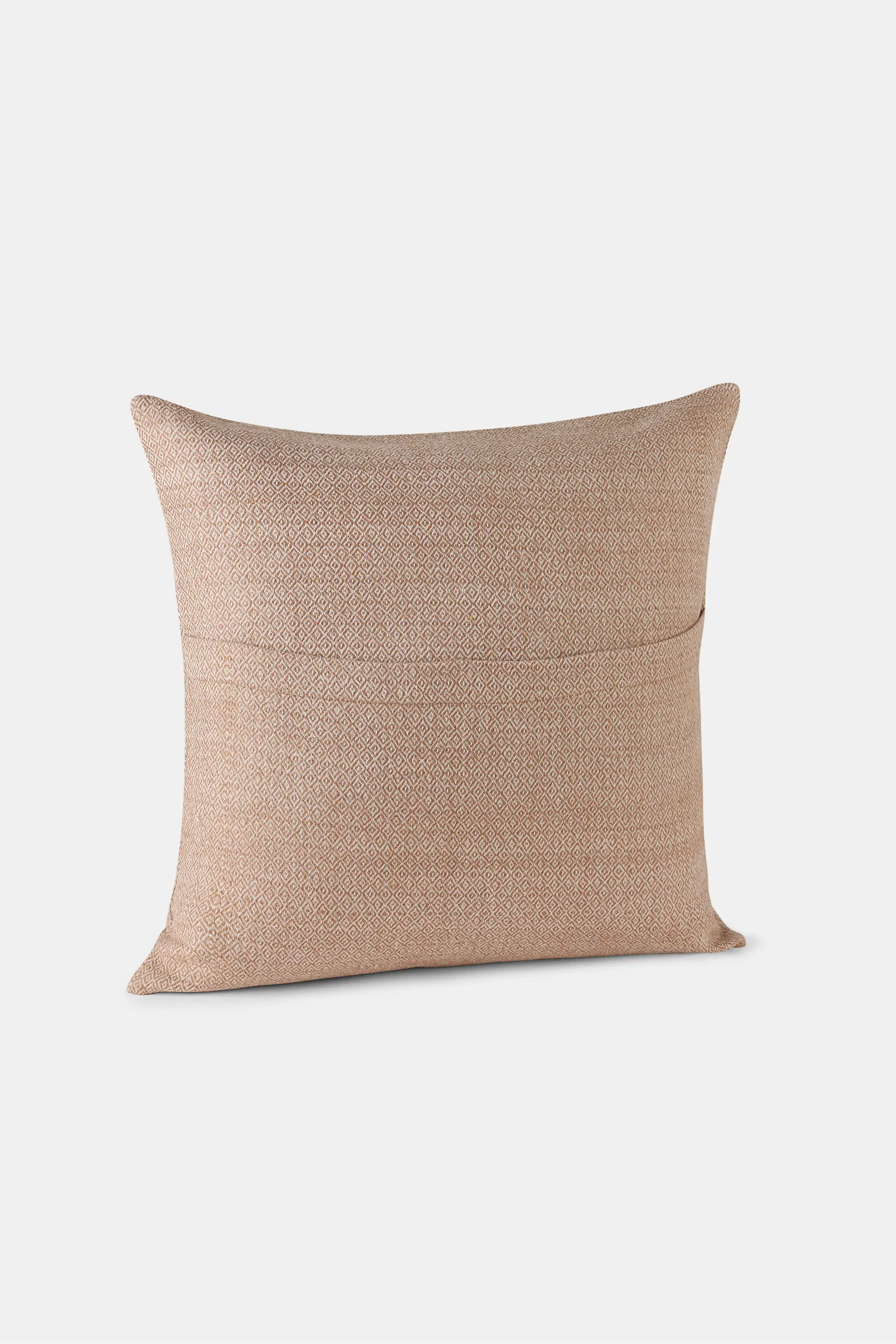 Natural white and brown Khardung Mist square cushion with woven texture