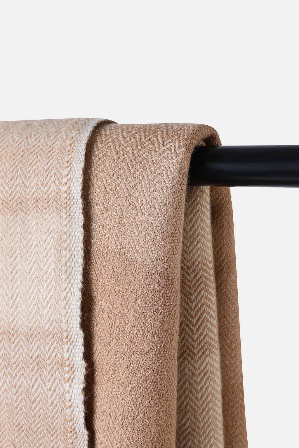 Woven wool Khardung Mist Throw with natural textured herringbone pattern