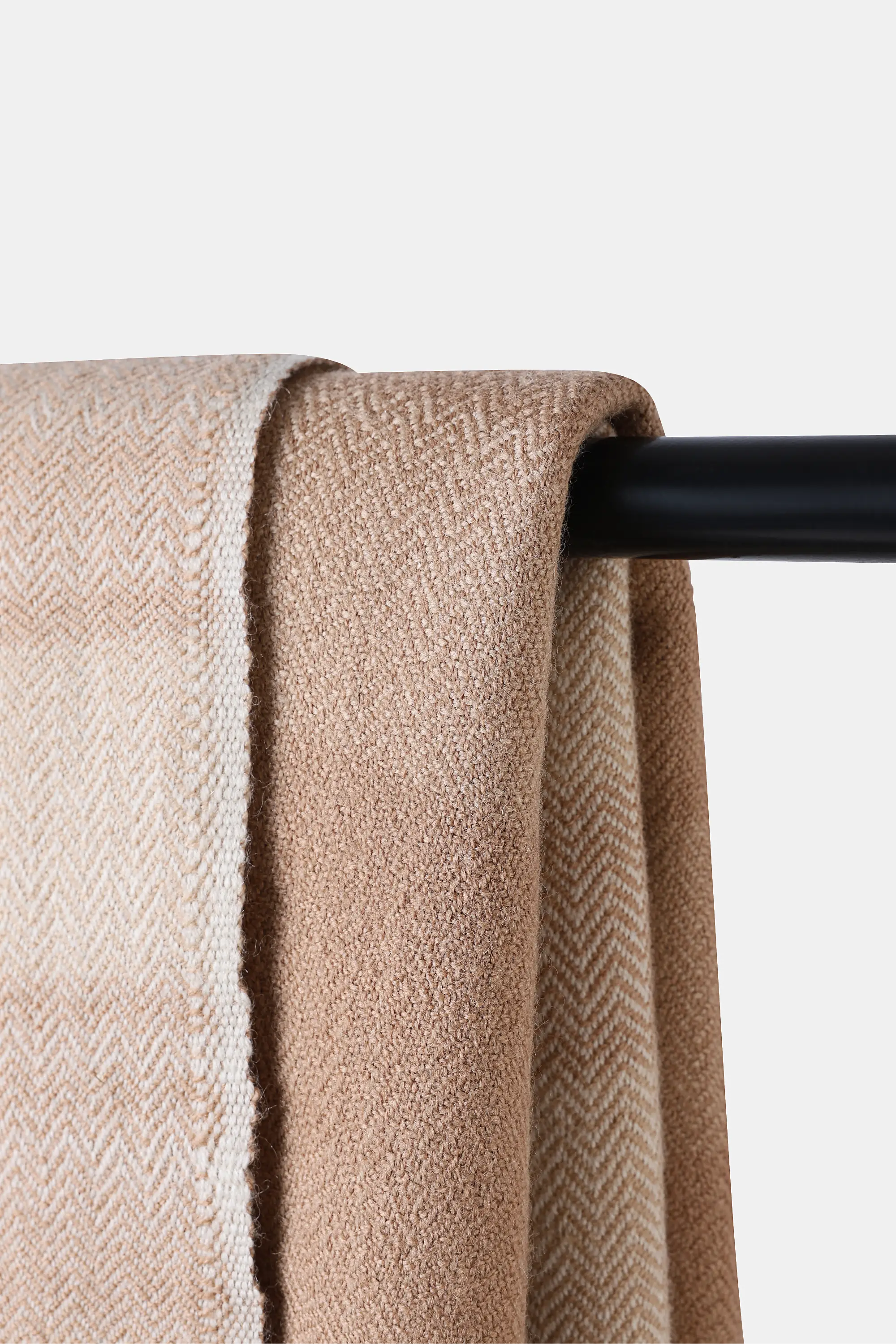 Woven wool Khardung Mist Throw with natural textured herringbone pattern