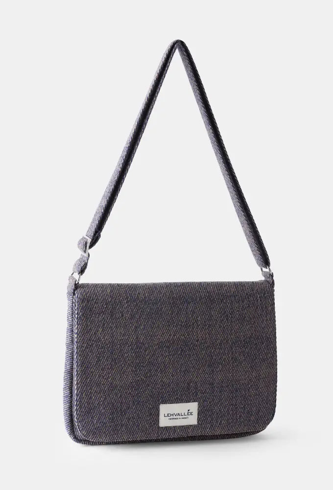 Laptop Blue Bag in indigo and walnut brown handwoven wool