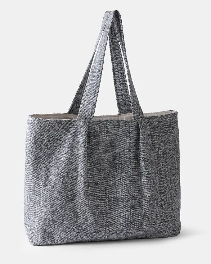 Lobta Grey Tote Bag showcasing natural grey and white wool weave