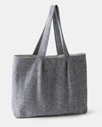 Lobta Grey Tote Bag showcasing natural grey and white wool weave
