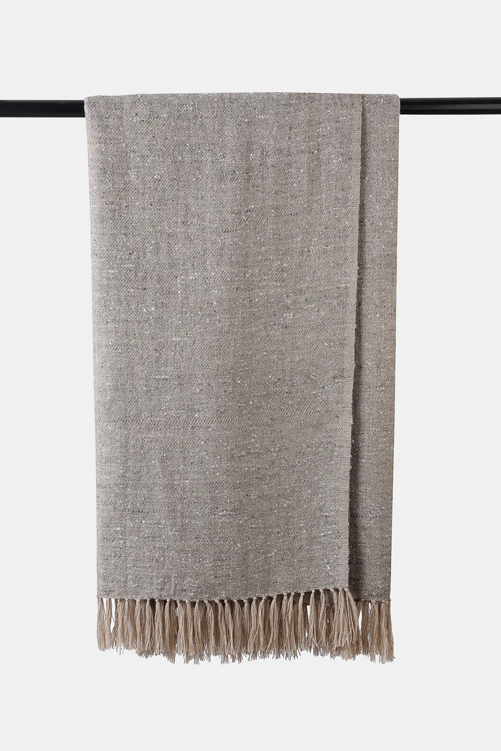 Yak wool Nomad Throw in earthy melange tones with fringed edges