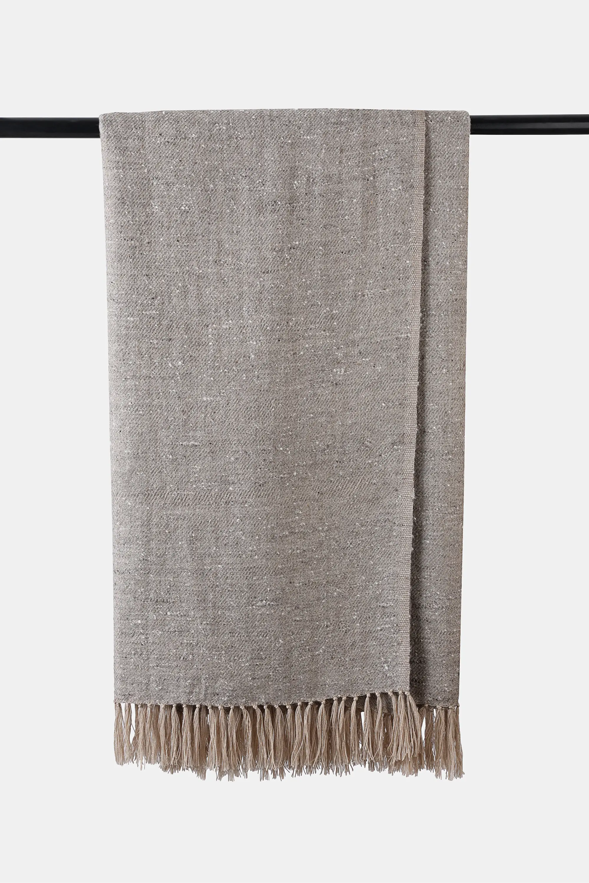 Yak wool Nomad Throw in earthy melange tones with fringed edges