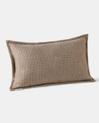 Nubra Dunes rectangle cushion cover in natural white and walnut brown houndstooth pattern