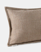 Handwoven Nubra Dunes wool cushion cover with houndstooth weave and flange edge