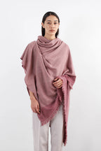 Pink Puga Pashmina Shawl with woven pattern and fringed edges