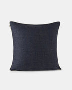 Shey Sunset Black square cushion cover in indigo blue with natural white piping