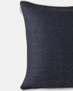Handwoven Shey Sunset Black wool cushion cover with contrasting white piping
