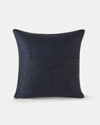 Indigo blue Shey Sunset Black square cushion cover with woven texture