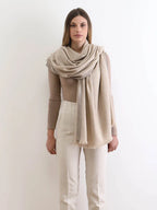 Light grey Thiksey Pashmina Stole with soft woven texture and border detail