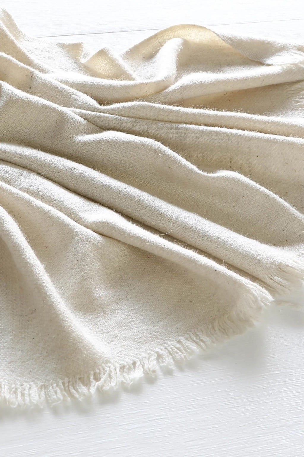 Handwoven Umla Pashmina Shawl in pristine white natural wool