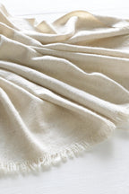 Handwoven Umla Pashmina Shawl in pristine white natural wool