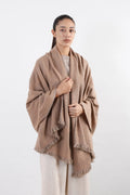 Wood brown and beige Yula Pashmina Shawl