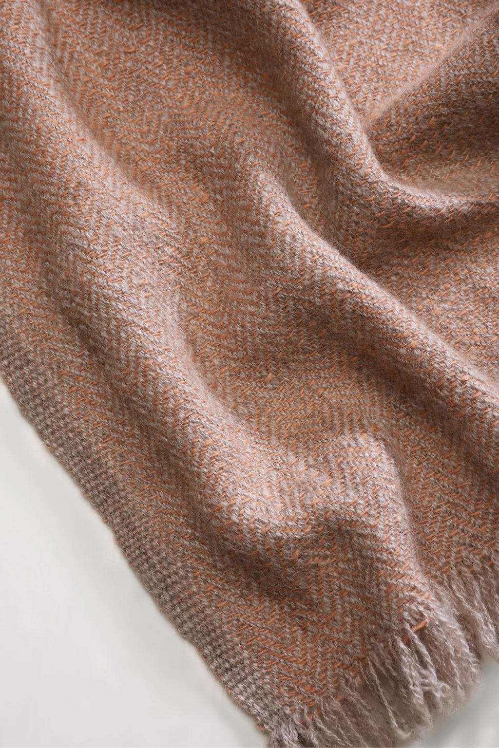Handwoven Yula Pashmina Shawl in wood brown and beige